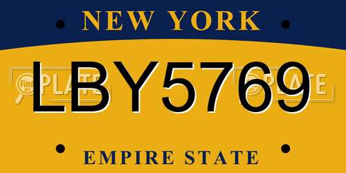 LBY5769 New York License Plate