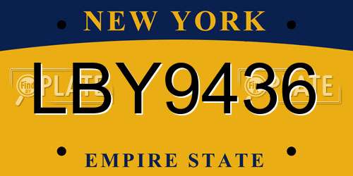 LBY9436 New York License Plate