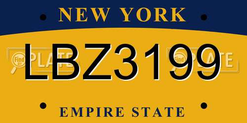 LBZ3199 New York License Plate