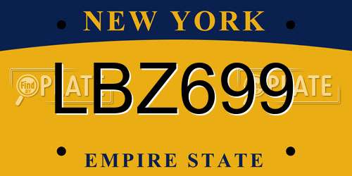 LBZ699 New York License Plate