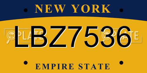 LBZ7536 New York License Plate