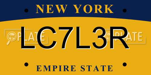 LC7L3R New York License Plate