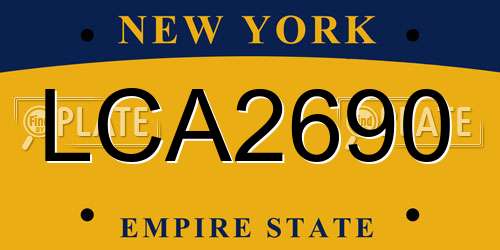LCA2690 license plate in NY state