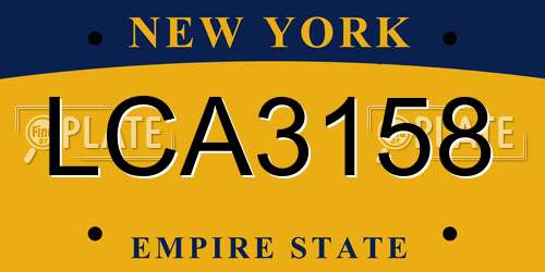LCA3158 New York License Plate