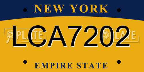 LCA7202 New York License Plate