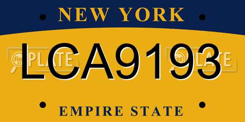 LCA9193 New York License Plate