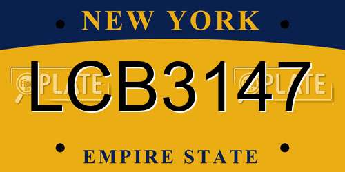 LCB3147 New York License Plate