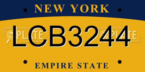 LCB3244 New York License Plate