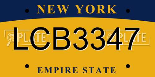 LCB3347 New York License Plate