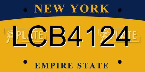 LCB4124 New York License Plate