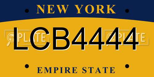 LCB4444 New York License Plate
