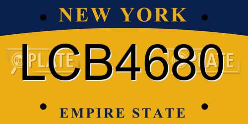 LCB4680 New York License Plate