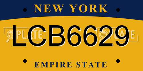 LCB6629 New York License Plate