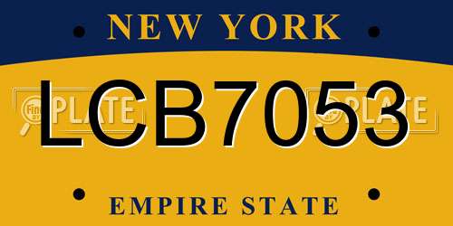LCB7053 New York License Plate