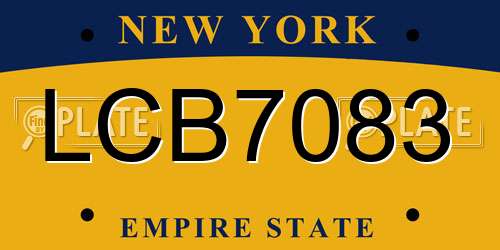 LCB7083 New York License Plate
