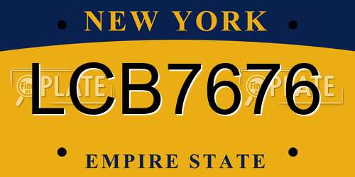 LCB7676 New York License Plate
