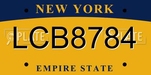 LCB8784 New York License Plate