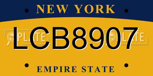 LCB8907 New York License Plate