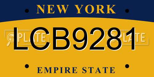 LCB9281 New York License Plate