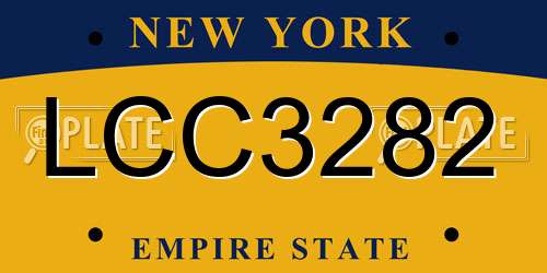 LCC3282 New York License Plate