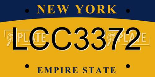 LCC3372 New York License Plate