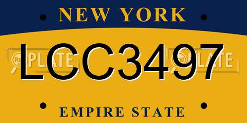 LCC3497 New York License Plate