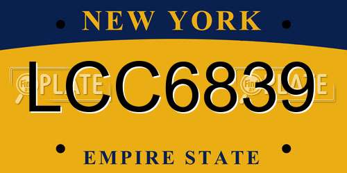 LCC6839 New York License Plate