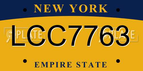 LCC7763 New York License Plate