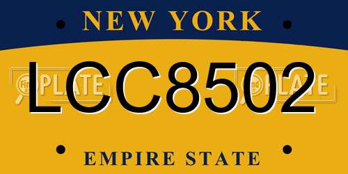 LCC8502 New York License Plate