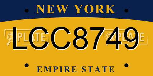 LCC8749 New York License Plate