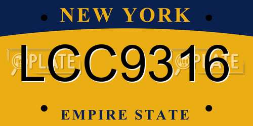 LCC9316 New York License Plate