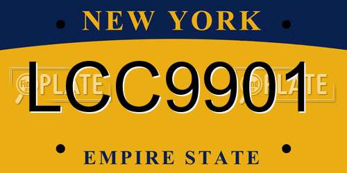 LCC9901 New York License Plate