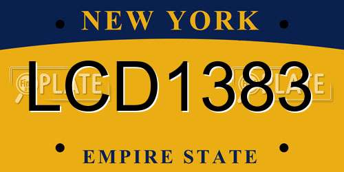 LCD1383 New York License Plate
