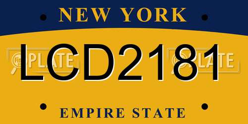 LCD2181 New York License Plate