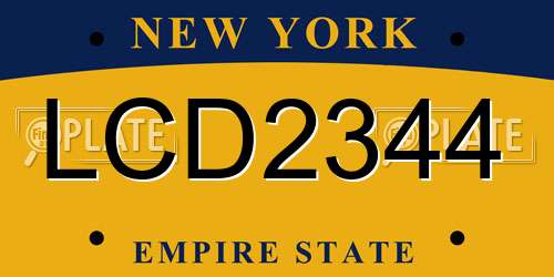 LCD2344 New York License Plate