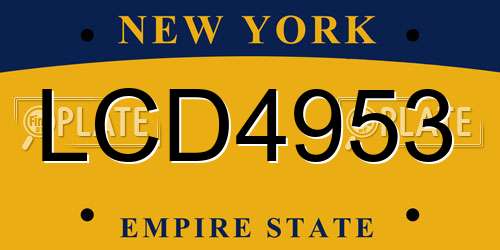 LCD4953 New York License Plate