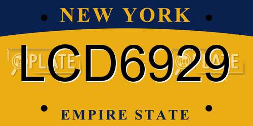 LCD6929 New York License Plate
