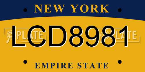 LCD8981 New York License Plate