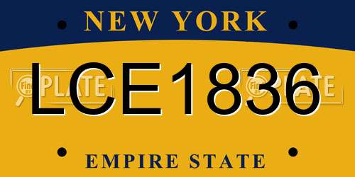 LCE1836 New York License Plate