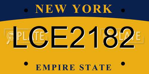 LCE2182 New York License Plate
