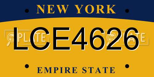 LCE4626 New York License Plate