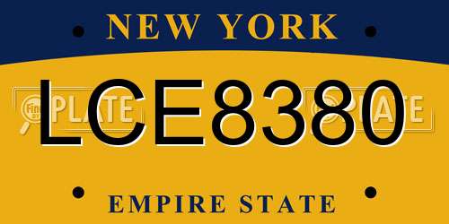 LCE8380 New York License Plate