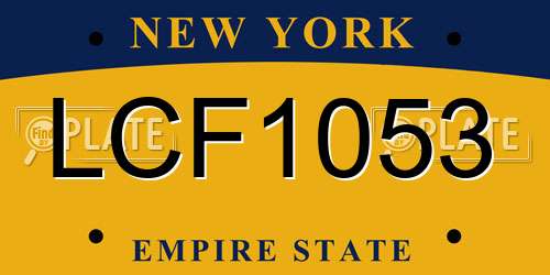 LCF1053 New York License Plate
