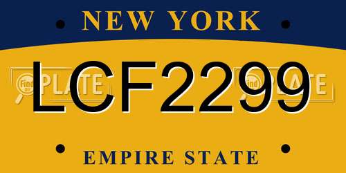LCF2299 New York License Plate