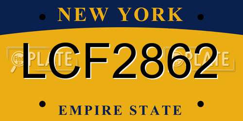 LCF2862 New York License Plate