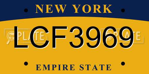LCF3969 New York License Plate