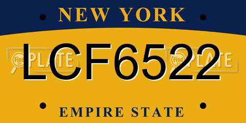 LCF6522 New York License Plate