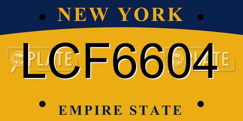 LCF6604 New York License Plate