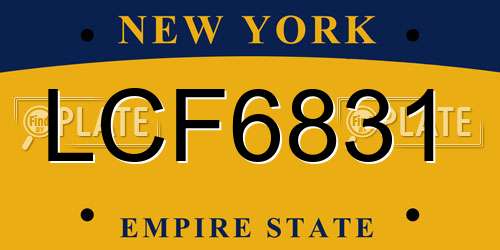 LCF6831 New York License Plate