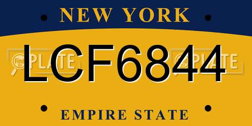 LCF6844 New York License Plate